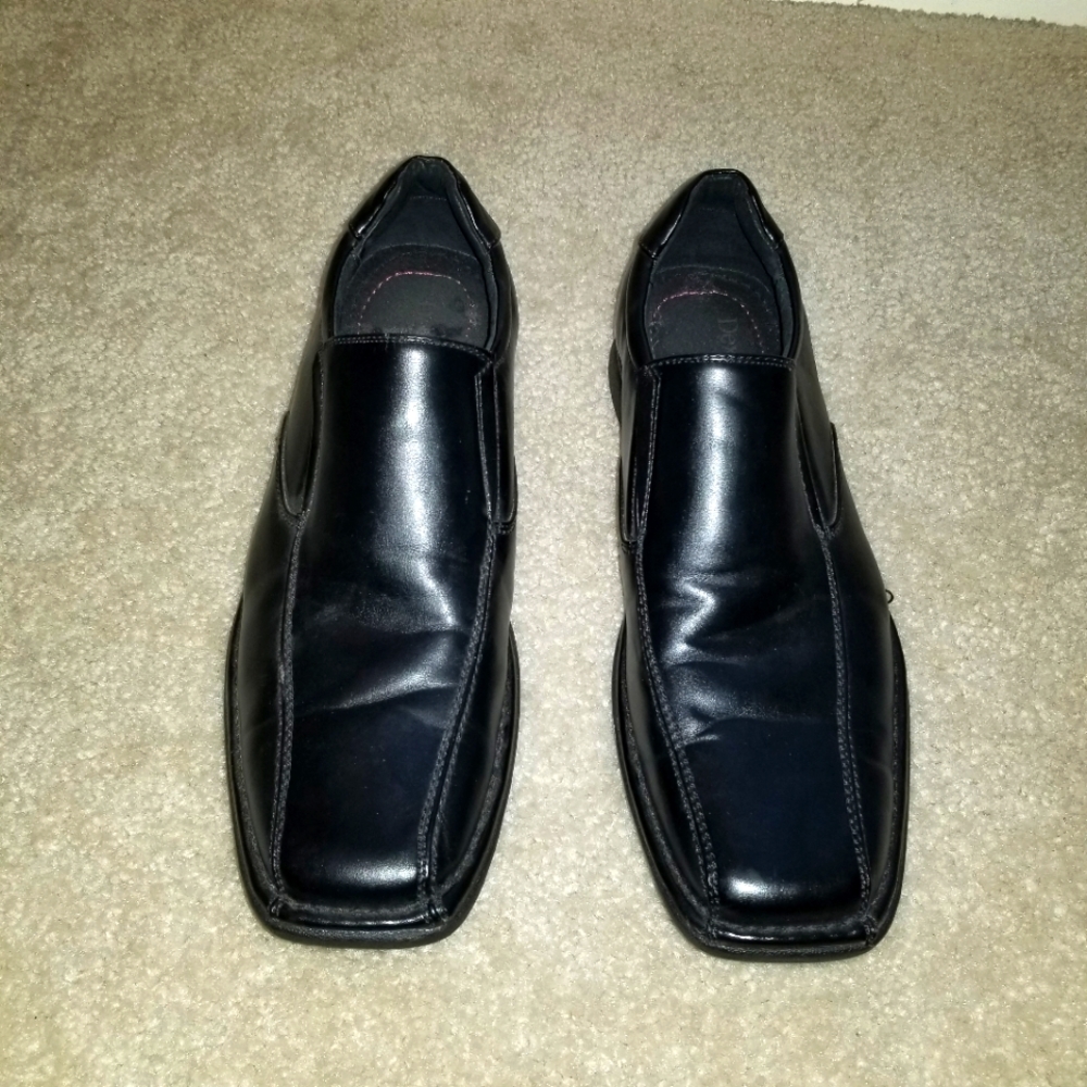 Men black dress shoe loafer slip on 12 fall winter spring